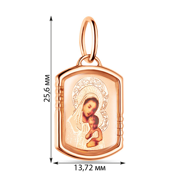 Золотая ладанка Богородица с эмалью (арт. 424341) – изображение 2