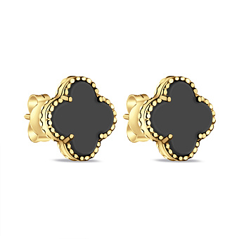 Фото Сережки-пусети зі срібла з жовтим родіюванням і оніксом (арт. 7518/2638/10жо)