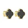 Сережки-пусети зі срібла з жовтим родіюванням і оніксом (арт. 7518/2638/10жо) – зображення 1