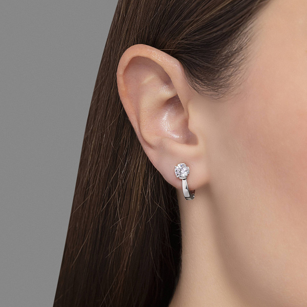 Серьги из белого золота с фианитом (арт. 112200б) – изображение 2