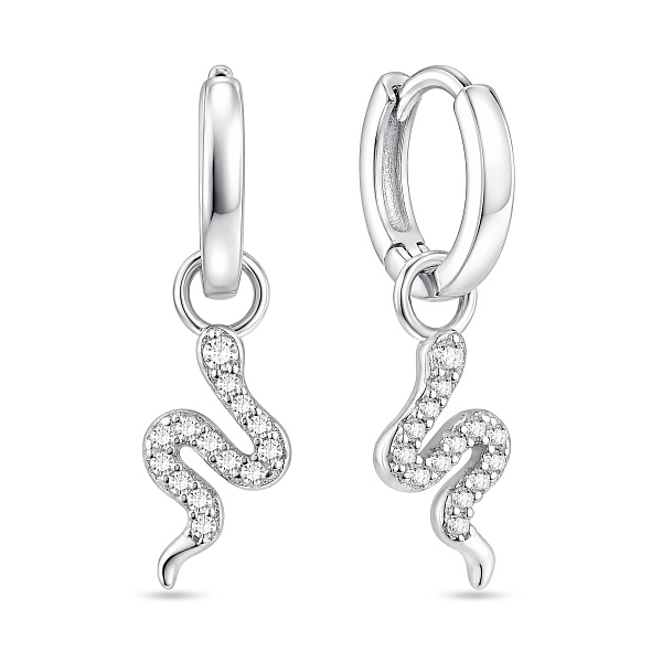 Серебряные серьги змея с фианитами (арт. 7502/10226/10) – изображение 1