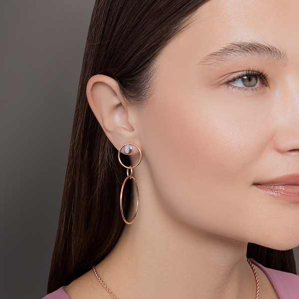 Сережки-пусеты из красного золота (арт. 107740кб) – изображение 3