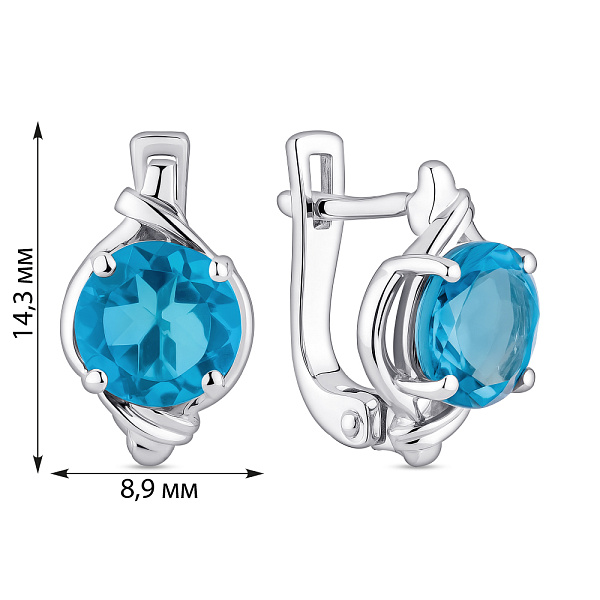 Срібні сережки з топазом (арт. 7502/2193746Птг) – зображення 2