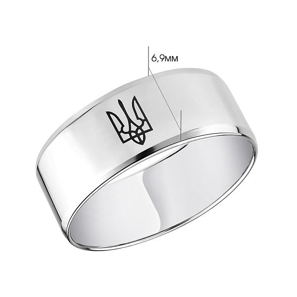 Серебряное обручальное кольцо с Гербом Украины (арт. Х239223) – изображение 2