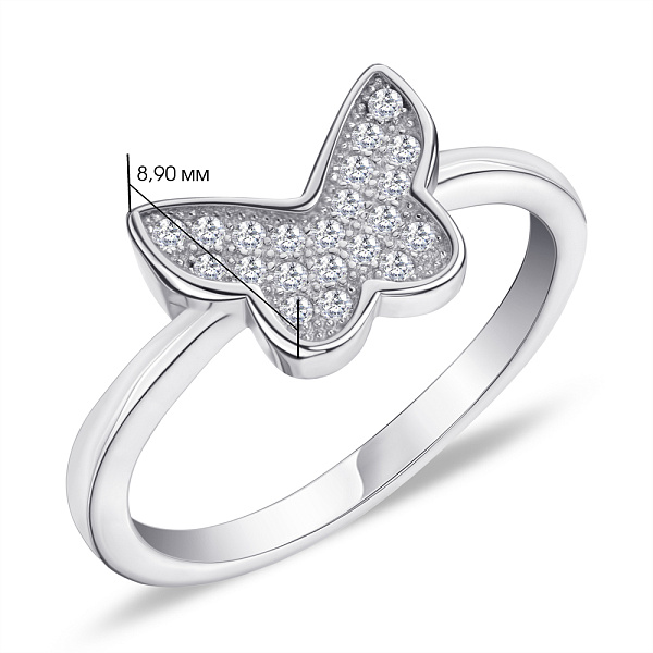 Серебряное кольцо «Бабочка» с фианитами (арт. 7501/5046) – изображение 2