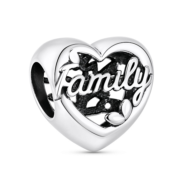 Срібний шарм сердечко Family (арт. 7903/4575) – зображення 2