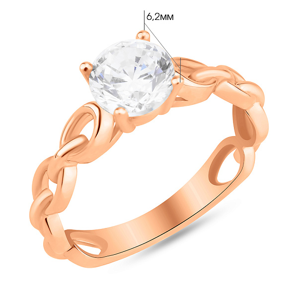 Золотое кольцо Звенья с фианитом (арт. 156488) – изображение 2