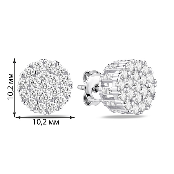 Серебряные пусеты с фианитами (арт. 7518/7459) – изображение 2