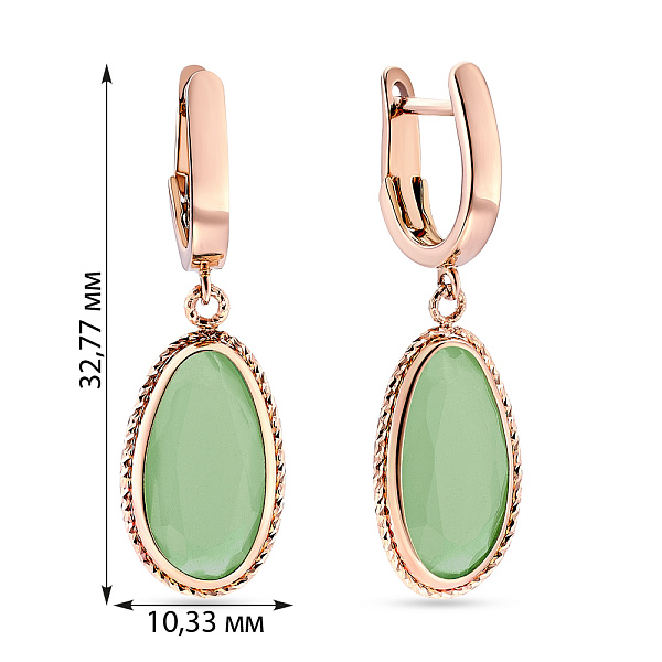 Золотые серьги-подвески с кварцем (арт. 107601Пкзм) – изображение 3