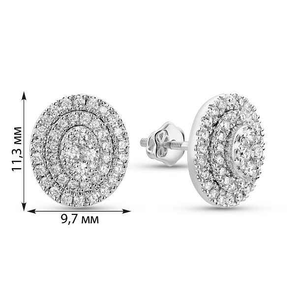 Серьги из белого золота с бриллиантами (арт. С341614070б) – изображение 2