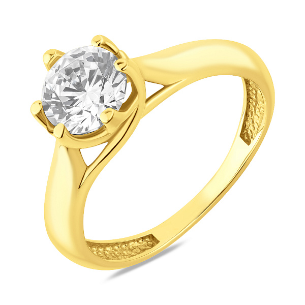 Помолвочное кольцо из желтого золота с фианитом (арт. 140338ж) – изображение 1