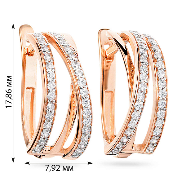 Золоті сережки з фіанітами Синергія (арт. 110193) – зображення 2