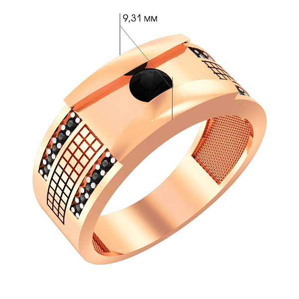 Перстень з червоного золота з фіанітами (арт. 170075ч) – зображення 3