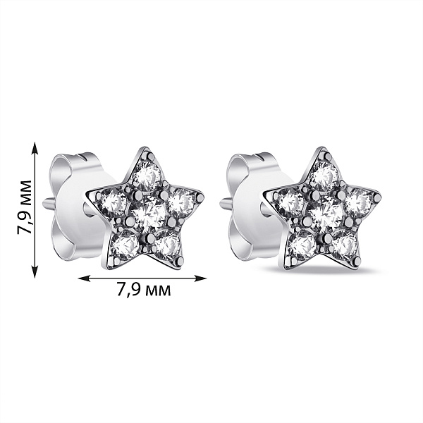 Серебряные серьги-пусеты Звездочки (арт. 7518/6777) – изображение 2