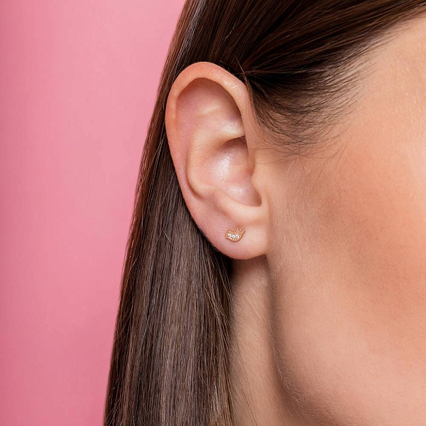 Золоті сережки-пусети "Пташка" з фіанітами  (арт. 110058) – зображення 3