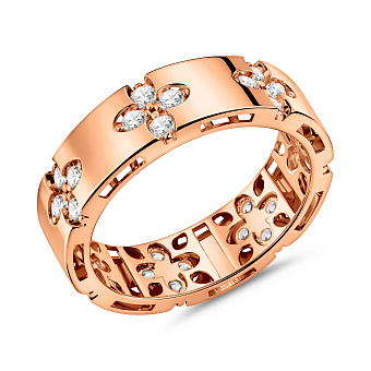 Кольцо из красного золота с фианитами (арт. 141325)