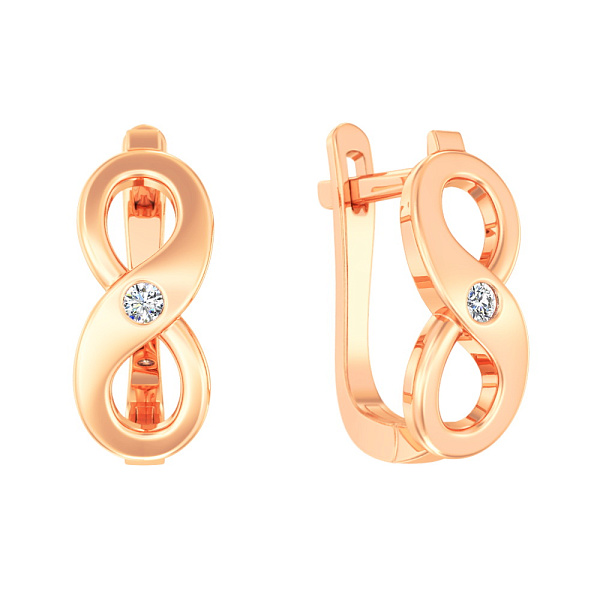 Сережки из золота «Бесконечность» с фианитами (арт. 110754) – изображение 1