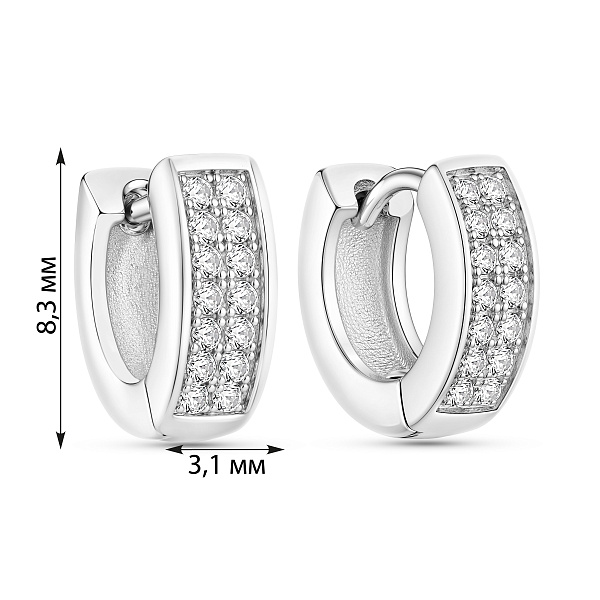 Серебряные серьги-кольца с фианитами (арт. 7502/2873/9) – изображение 2