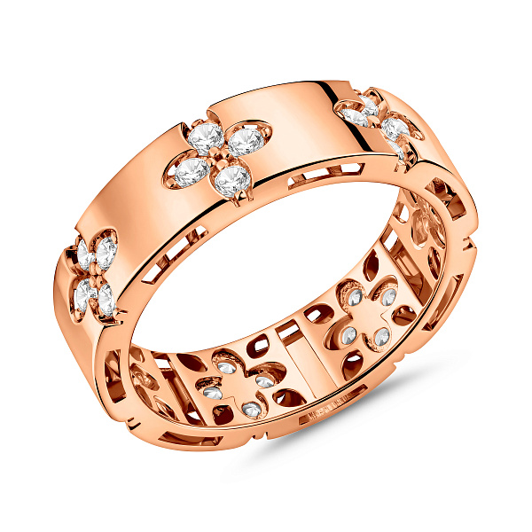 Кольцо из красного золота с фианитами (арт. 141325) – изображение 1