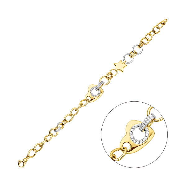 Браслет из желтого и белого золота с фианитами (арт. 325381жб) – изображение 1