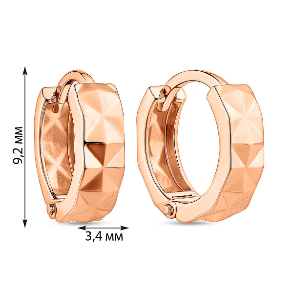 Серьги из красного золота без камней (арт. 1101050) – изображение 5