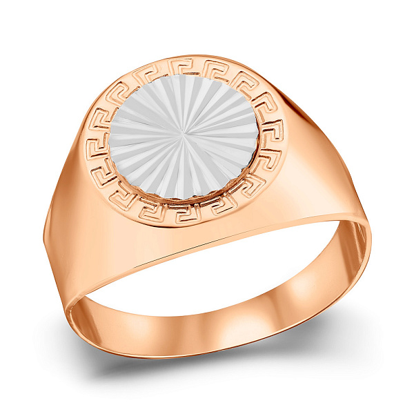 Золотая печатка с греческим орнаментом (арт. 180574кб) – изображение 1