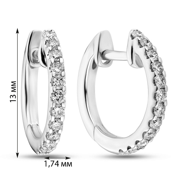 Золоті сережки-кільця з доріжкою з діамантів (арт. С341082030б) – зображення 5