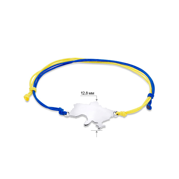Патріотичний браслет на нитці зі срібною вставкою (арт. 7309/444/1брпсж) – зображення 2