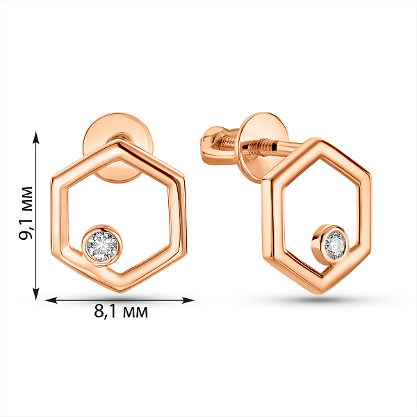 Сережки-пусети з золота з діамантами (арт. Т011370005) – зображення 3