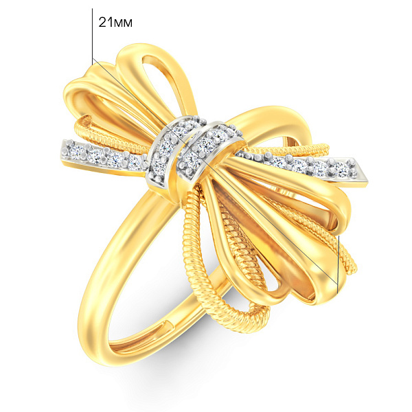 Каблучка Francelli з жовтого золота з діамантами (арт. К141359010ж) – зображення 2