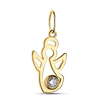 Золотой кулон Ангел с фианитом (арт. 423497ж)