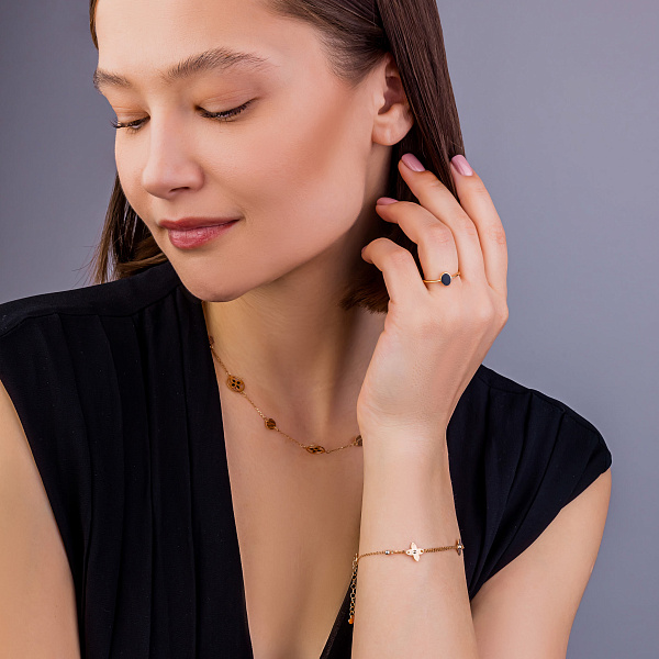 Кольцо из красного золота Лýна с эмалью  (арт. 155654еч) – изображение 3