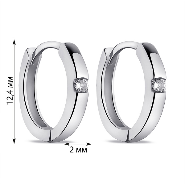 Серебряные серьги-кольца с фианитами (арт. 7502/9312/15) – изображение 2