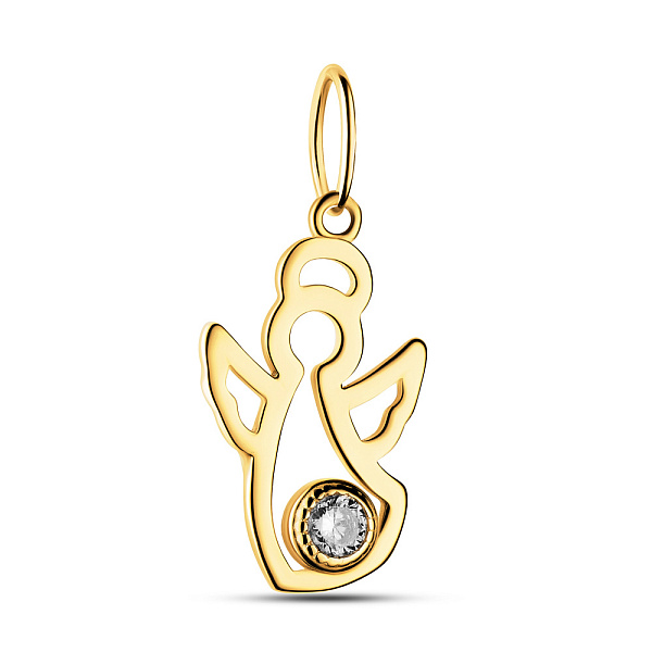 Золотой кулон Ангел с фианитом (арт. 423497ж) – изображение 1