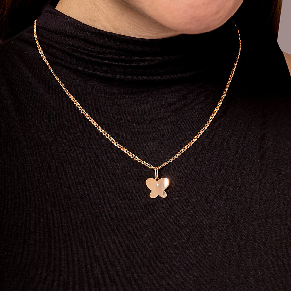 Золотой подвес Бабочка с одним фианитом (арт. 424495) – изображение 3