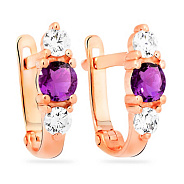 Детские золотые серьги с фиолетовыми фианитами (арт. 110316ф)
