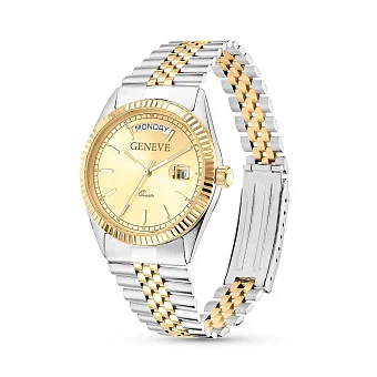 Золотий кварцовий годинник з днями тижня (арт. 260139бж)