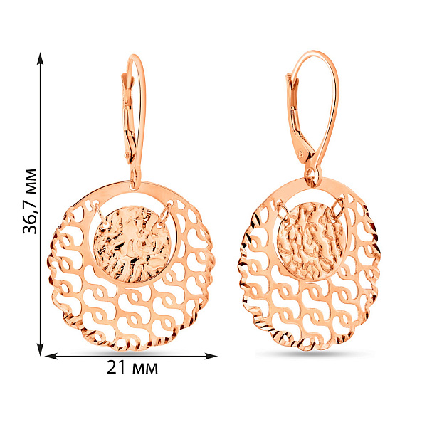 Серьги-подвески из красного золота (арт. 109210) – изображение 3