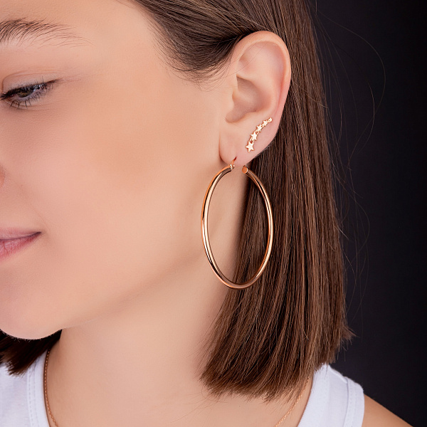 Сережки кольца из красного золота (арт. 100908/50) – изображение 3