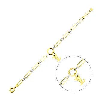 Браслет из желтого и белого золота с подвеской (арт. 326448жбП1)