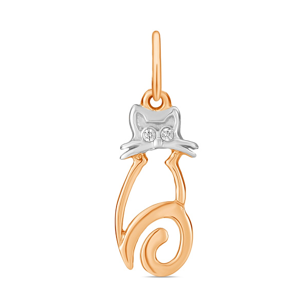 Подвеска из красного золота Котенок с фианитами (арт. 423120) – изображение 1
