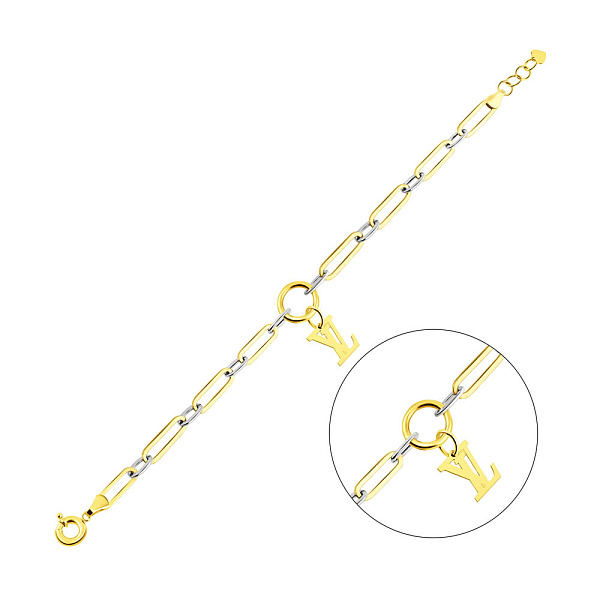 Браслет из желтого и белого золота с подвеской (арт. 326448жбП1) – изображение 1