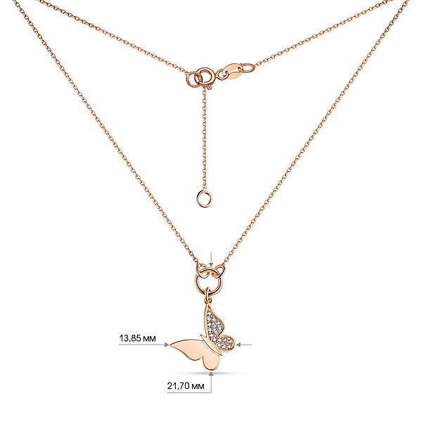 Кольє з червоного золота "Метелик" з фіанітами (арт. 352199) – зображення 3