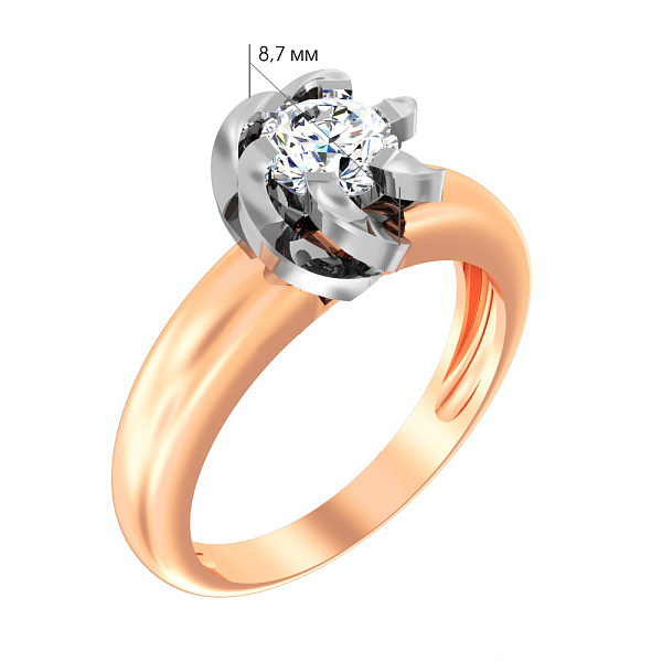 Золота каблучка з фіанітом (арт. 141800) – зображення 2