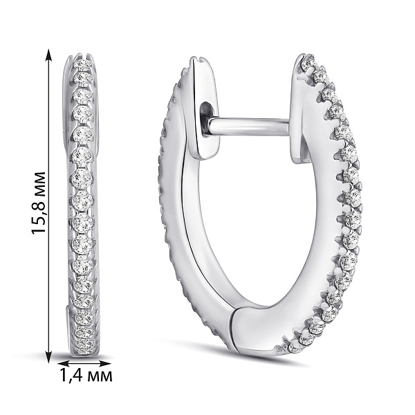 Серьги-кольца из серебра с фианитами (арт. 7502/10027/15) – изображение 2