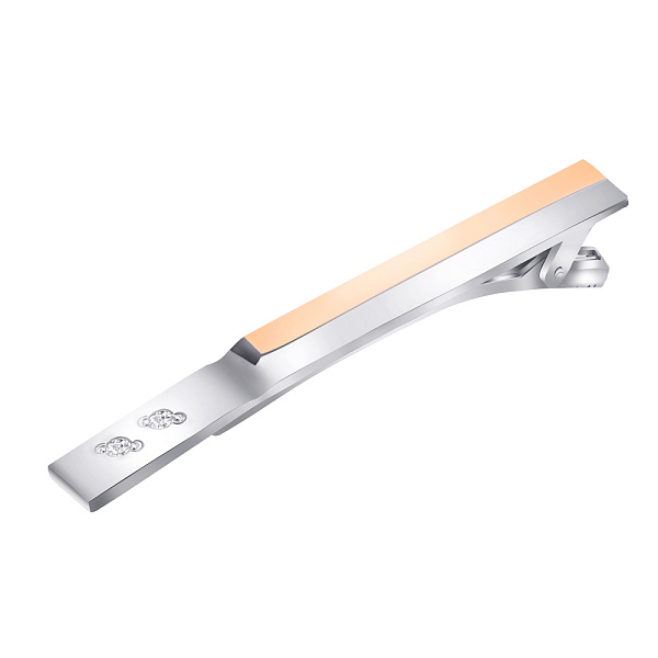 Серебряный зажим для галстука с фианитами (арт. 7213/223-зю) – изображение 1