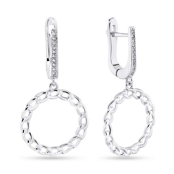 Серебряные серьги-подвески с фианитами (арт. 7502/1604) – изображение 1