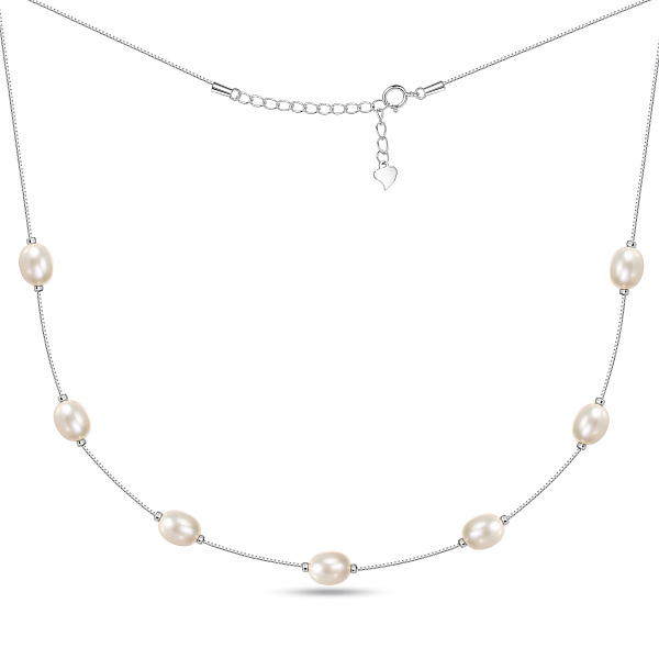 Серебряное колье с жемчугом (арт. 7507/2689жб) – изображение 1