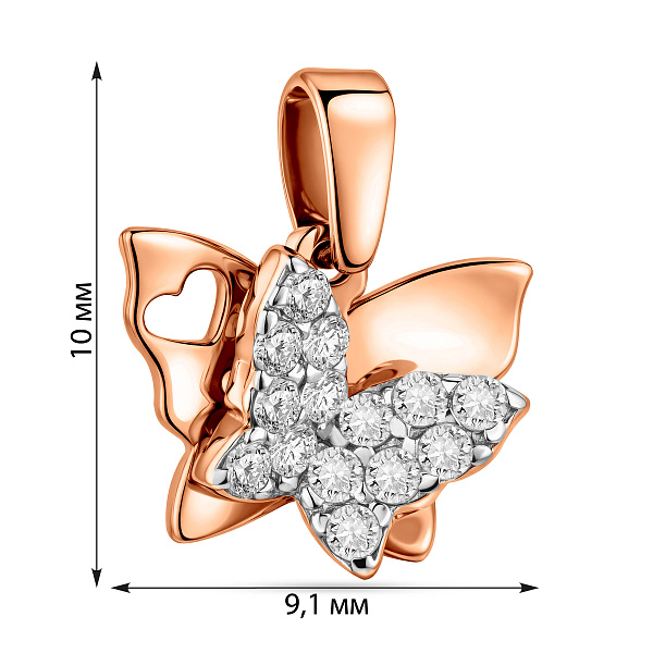 Золотая подвеска Бабочка с фианитами (арт. 440408) – изображение 4