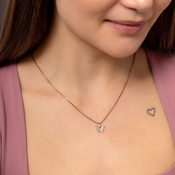 Золотая подвеска Бабочка с фианитами (арт. 440575) – изображение 3